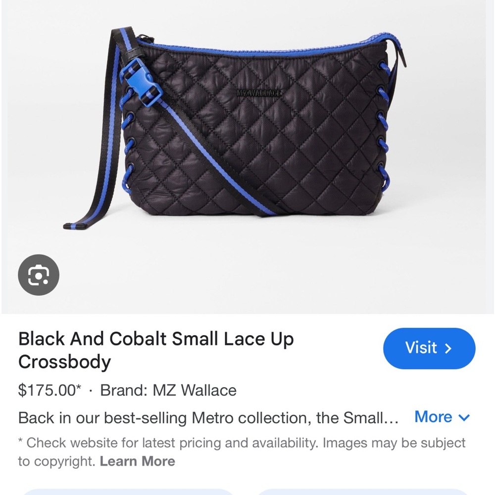 MZ Wallace Black and Cobalt Crossbody Bag